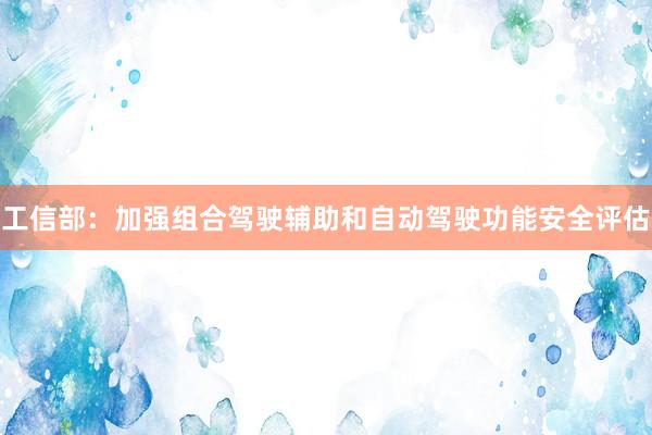 工信部：加强组合驾驶辅助和自动驾驶功能安全评估