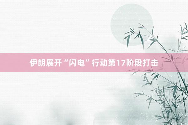 伊朗展开“闪电”行动第17阶段打击