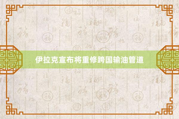 伊拉克宣布将重修跨国输油管道