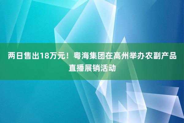 两日售出18万元！粤海集团在高州举办农副产品直播展销活动