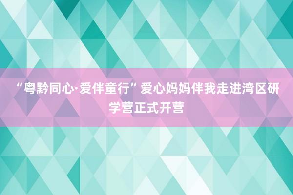 “粤黔同心·爱伴童行”爱心妈妈伴我走进湾区研学营正式开营