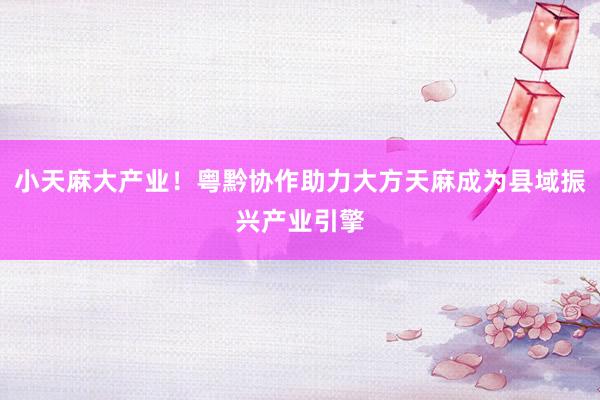 小天麻大产业！粤黔协作助力大方天麻成为县域振兴产业引擎