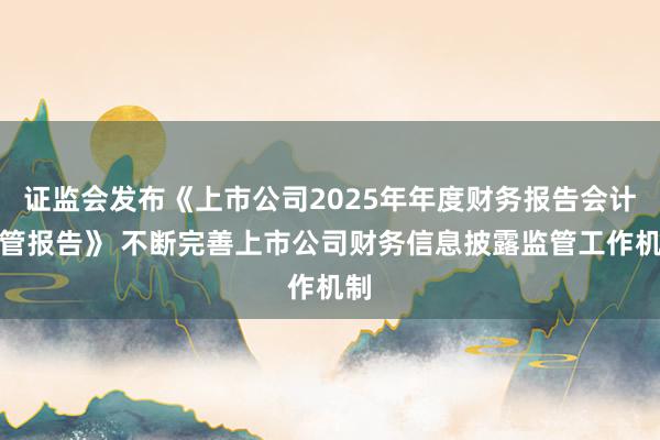 证监会发布《上市公司2025年年度财务报告会计监管报告》 不断完善上市公司财务信息披露监管工作机制