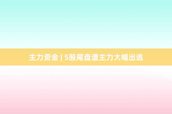 主力资金 | 5股尾盘遭主力大幅出逃