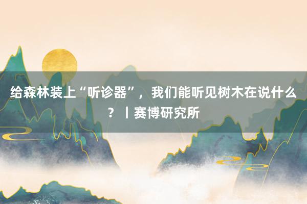 给森林装上“听诊器”，我们能听见树木在说什么？丨赛博研究所
