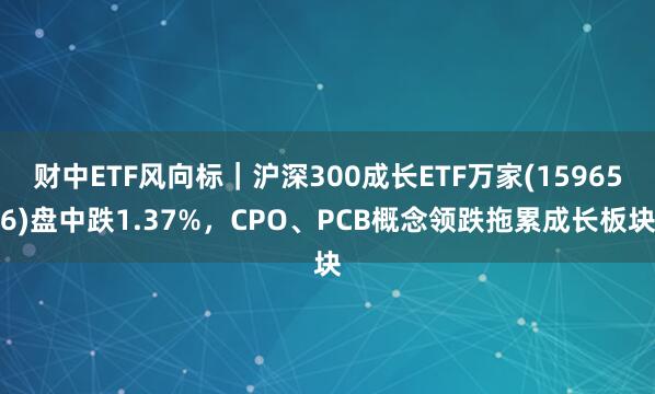 财中ETF风向标｜沪深300成长ETF万家(159656)盘中跌1.37%，CPO、PCB概念领跌拖累成长板块