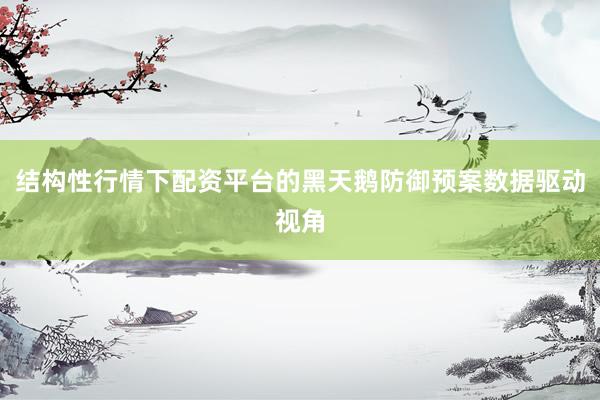 结构性行情下配资平台的黑天鹅防御预案数据驱动视角