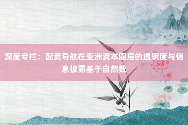 深度专栏：配资导航在亚洲资本圈层的透明度与信息披露基于自然数