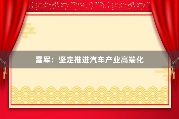 雷军：坚定推进汽车产业高端化