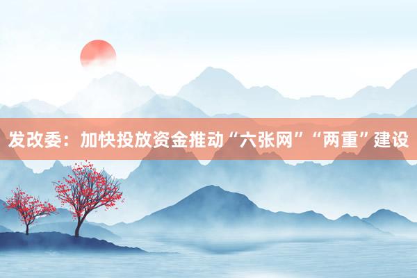 发改委：加快投放资金推动“六张网”“两重”建设