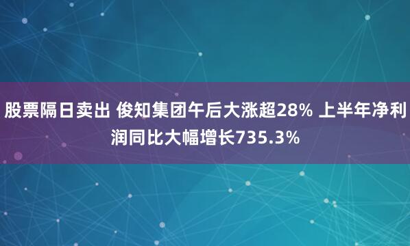 股票隔日卖出 俊知集团午后大涨超28% 上半年净利润同比大幅增长735.3%