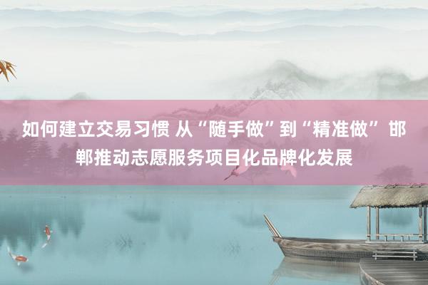 如何建立交易习惯 从“随手做”到“精准做” 邯郸推动志愿服务项目化品牌化发展