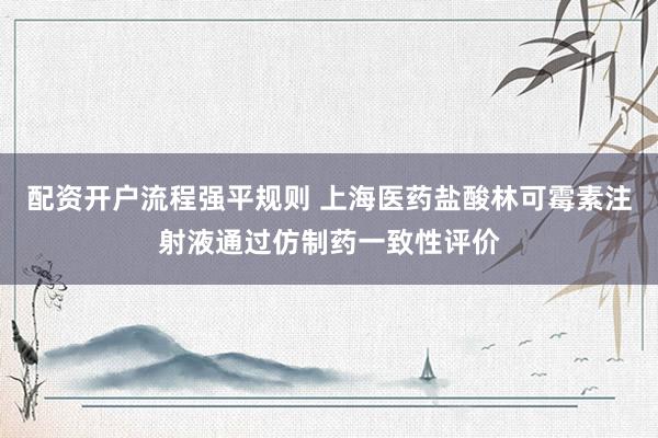 配资开户流程强平规则 上海医药盐酸林可霉素注射液通过仿制药一致性评价