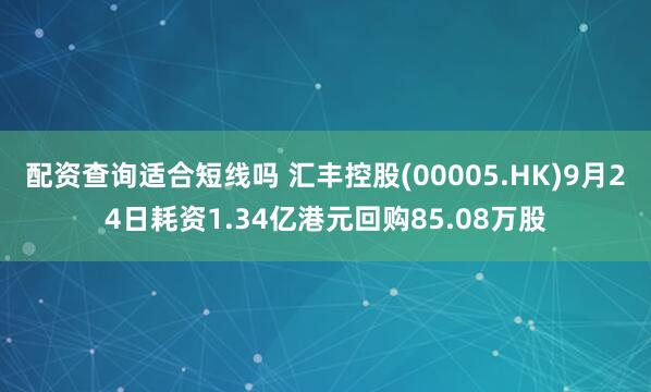 配资查询适合短线吗 汇丰控股(00005.HK)9月24日耗资1.34亿港元回购85.08万股